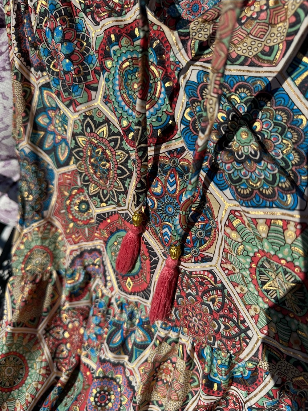 Paani Boho Paisley, Metalic Hold, Halter Mini Dress - Multi Color - Picture 4 of 7